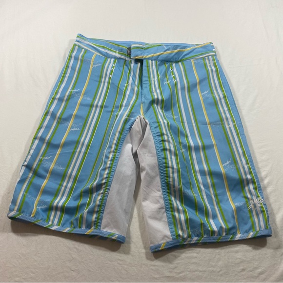 jetpilot Pants - Jet pilot Genuine Rubber Board Shorts Medium 7 Striped blue white